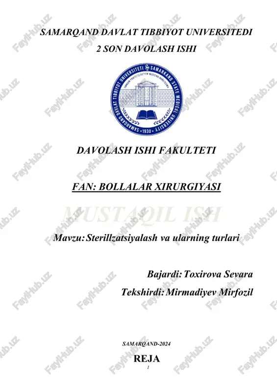 sterillzatsiyalash va ularning turlari — DOCX