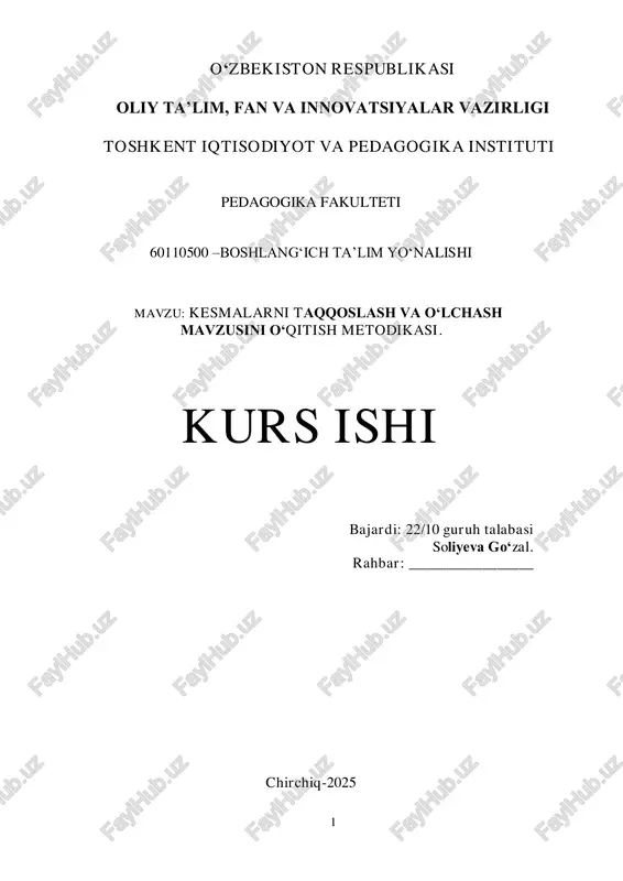kesmalarni taqqoslash va o‘lchash — PDF