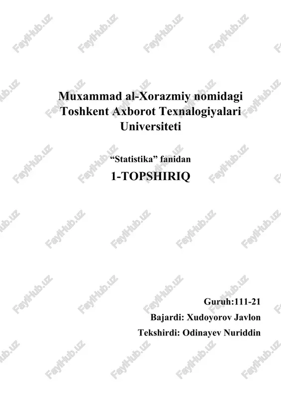 statistika 1-topshiriq — DOCX