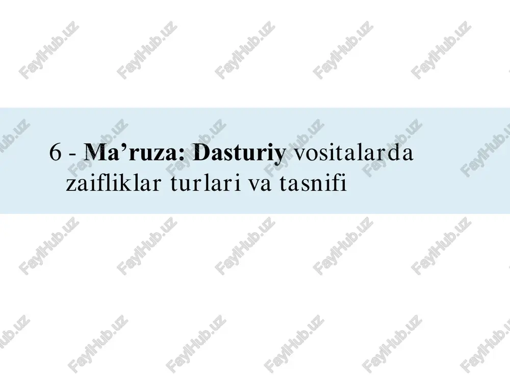 dasturiy vositalarda zaifliklar tasnifi — PDF
