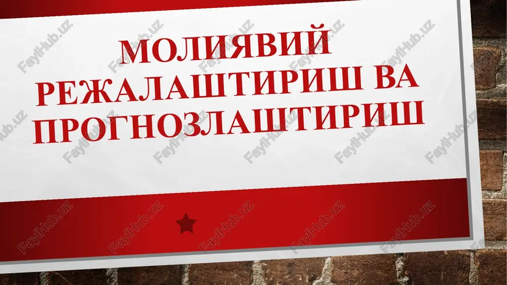 moliyaviy rejalashtirish va prognozlashtirish — PPTX