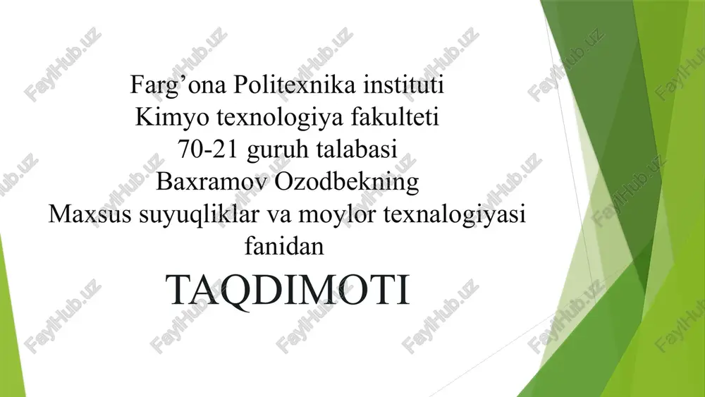 tovar moylarini tayyorlash — PPTX