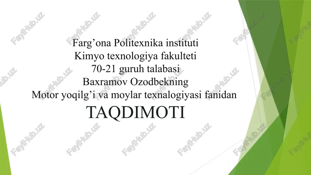 neft va neft mahsulotlarining zichligini aniqlash — PPTX