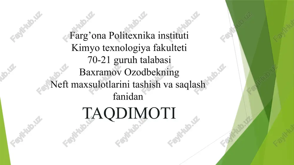 neft va gaz tashish xavfsizligi — PPTX
