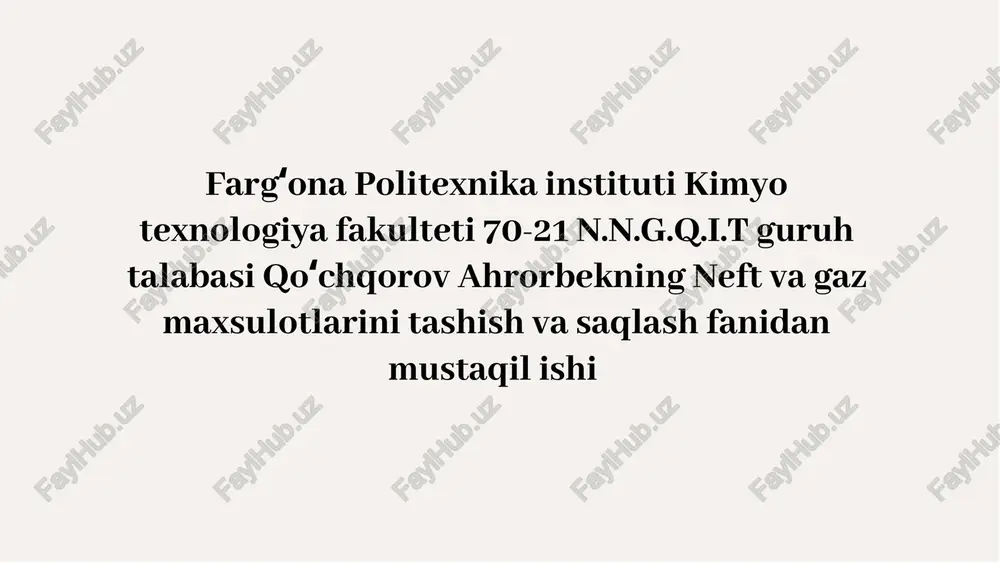 neft va gaz quvurlarini diagnostika qilish — PDF