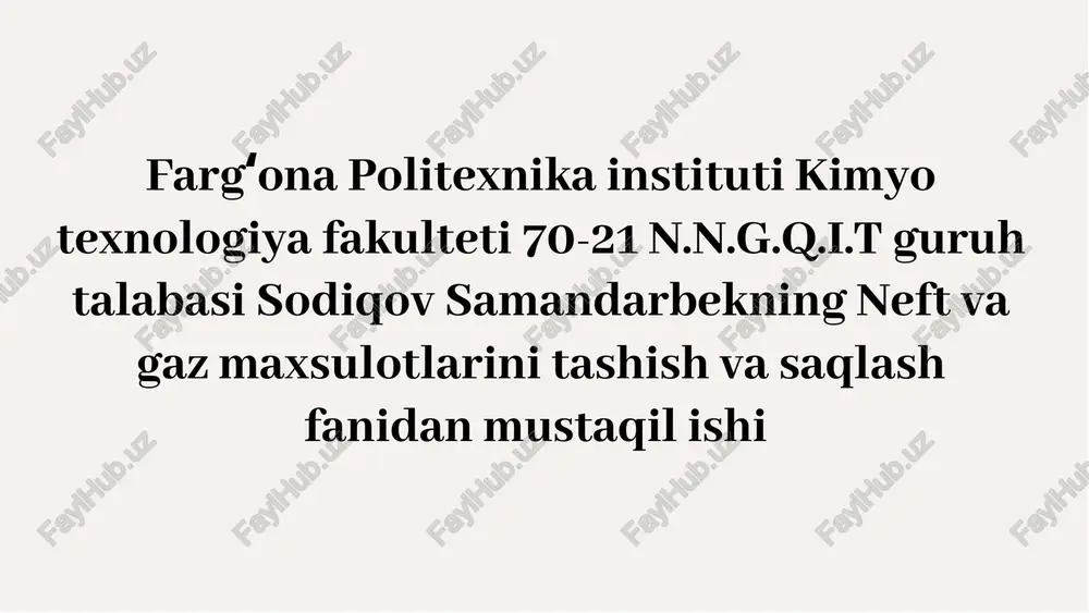 neft va gaz tashish muhimligi — PDF