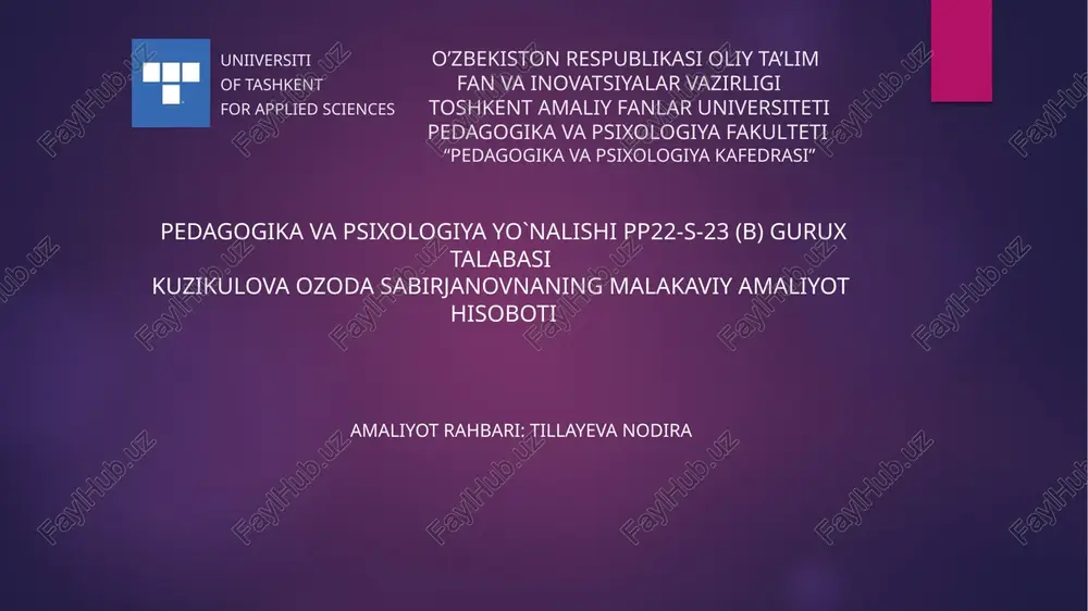 malakaviy amaliyot hisoboti — PPTX
