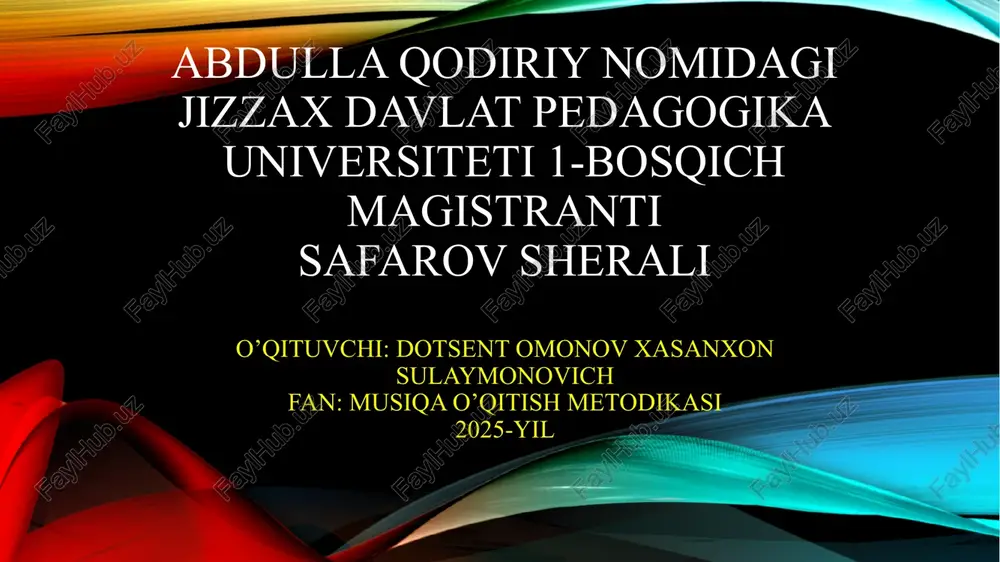 musiqa o’qitish metodikasi — PPTX