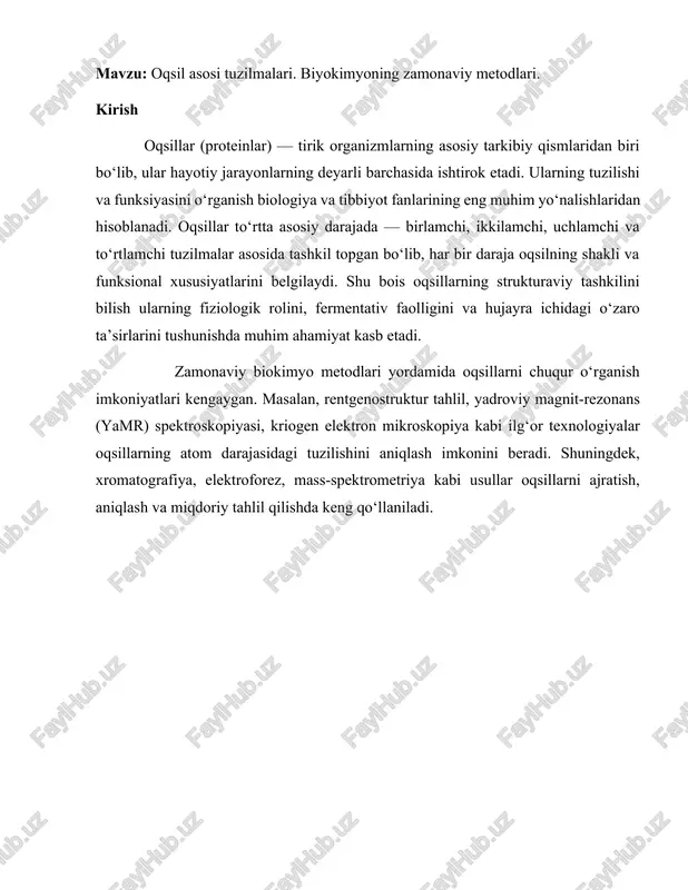 oqsil asosi tuzilmalari — DOCX