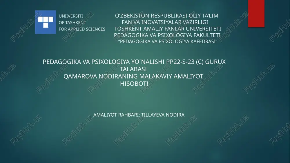 pedagogika va psixologiya yo'nalishi — PPTX