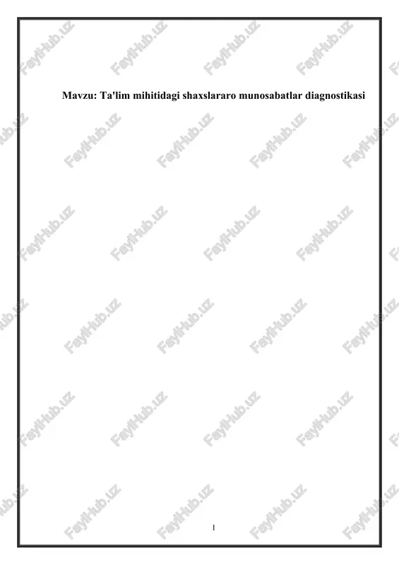ta'lim mihitidagi shaxslararo munosabatlar diagnostikasi — DOCX