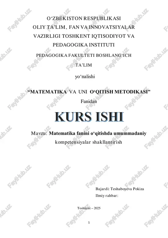 matematika va uni o'qitish metodikasi — PDF