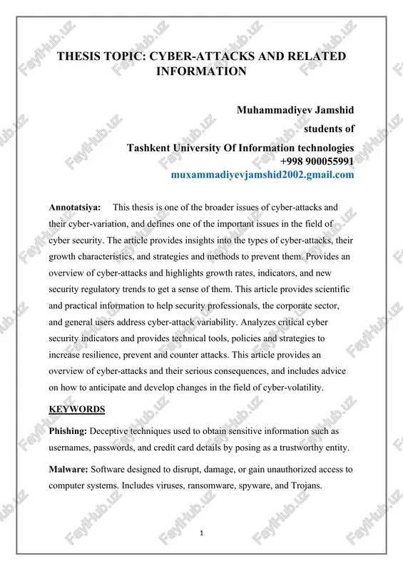 thesis topic: cyber-attacks and related information — DOCX