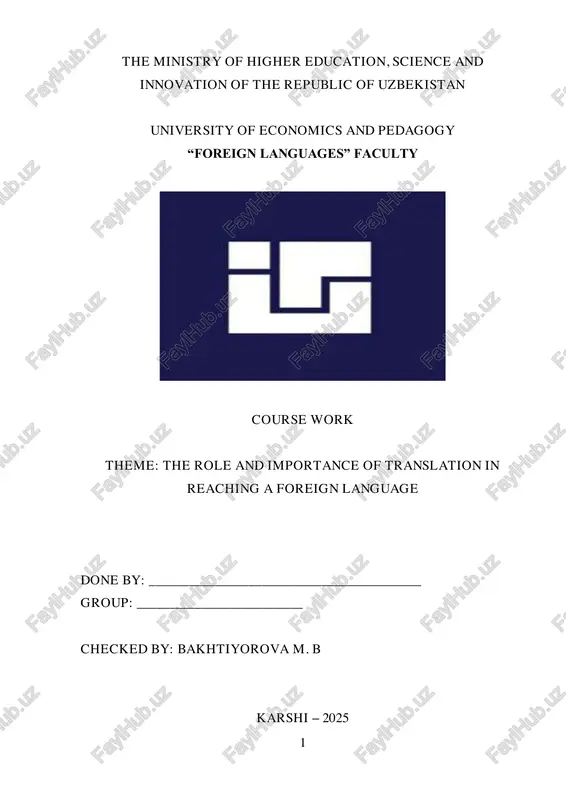 role and importance of translation in reaching a foreign language — PDF