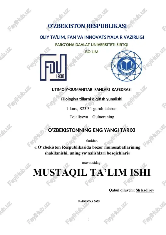 oʻzbekistonning eng yangi tarixi — DOCX