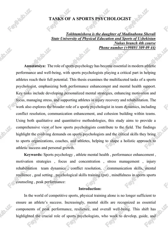 tasks of a sports psychologist — DOCX