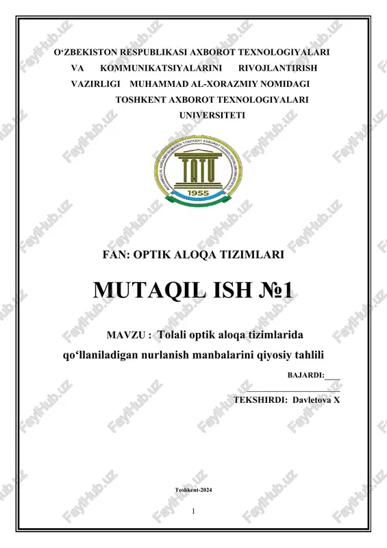 tolali optik aloqa tizimlari — DOCX