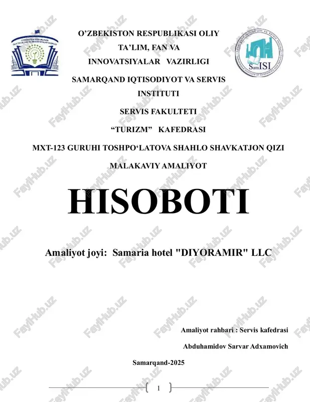 malakaviy amaliyot hisoboti — PDF