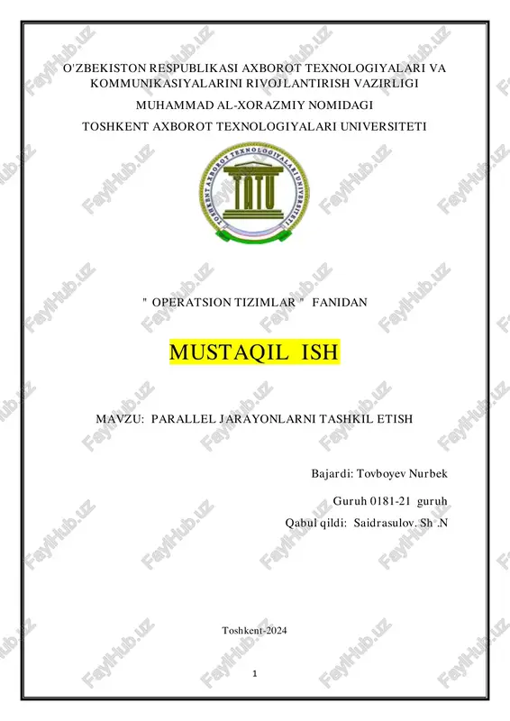 parallel jarayonlarni tashkil etish — PDF