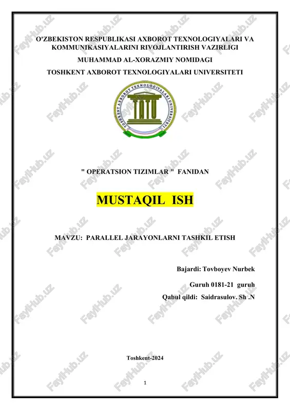 parallel jarayonlarni tashkil etish — DOCX