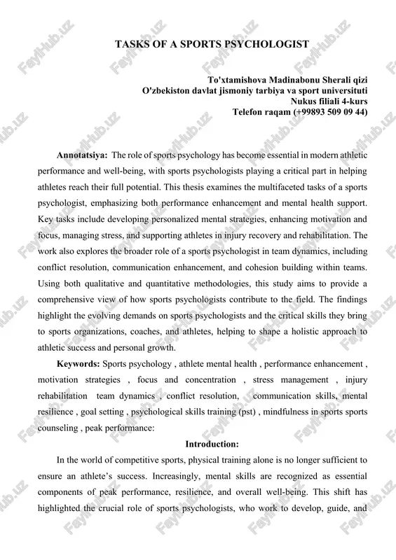 tasks of a sports psychologist — DOCX