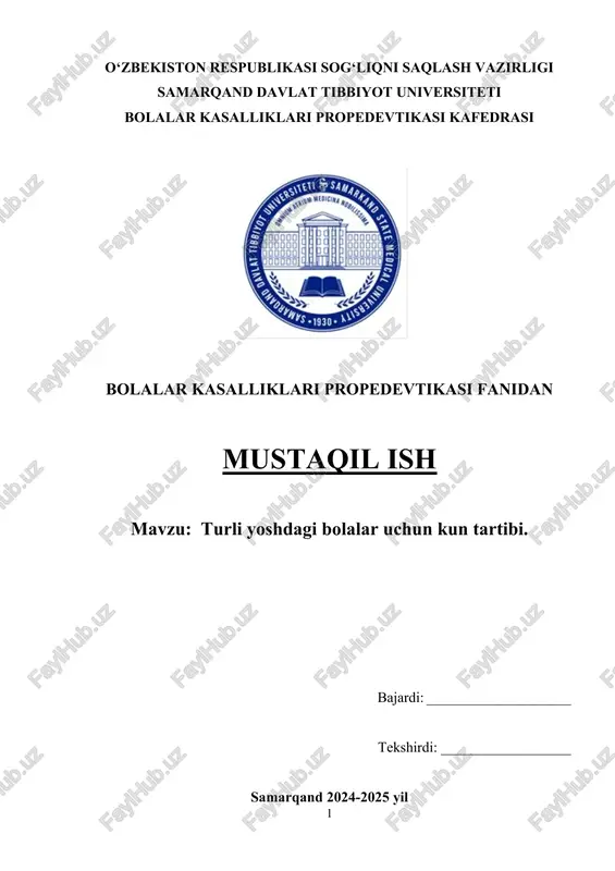 bolalar uchun kun tartibi — DOCX