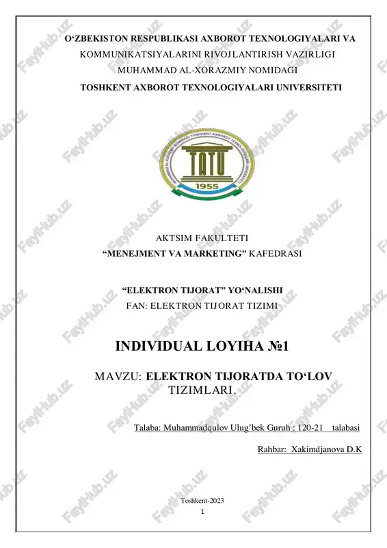 elektron tijoratda to‘lov tizimlari — PDF