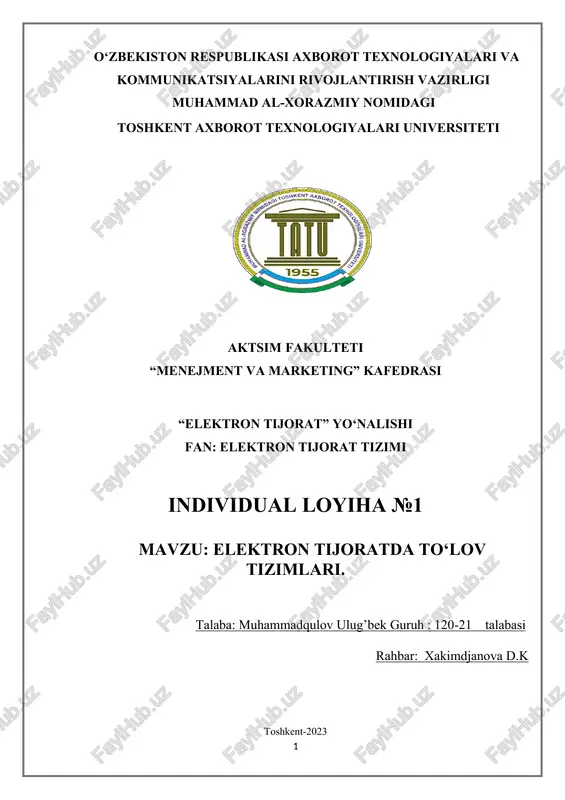 elektron tijoratda to‘lov tizimlari. — DOCX