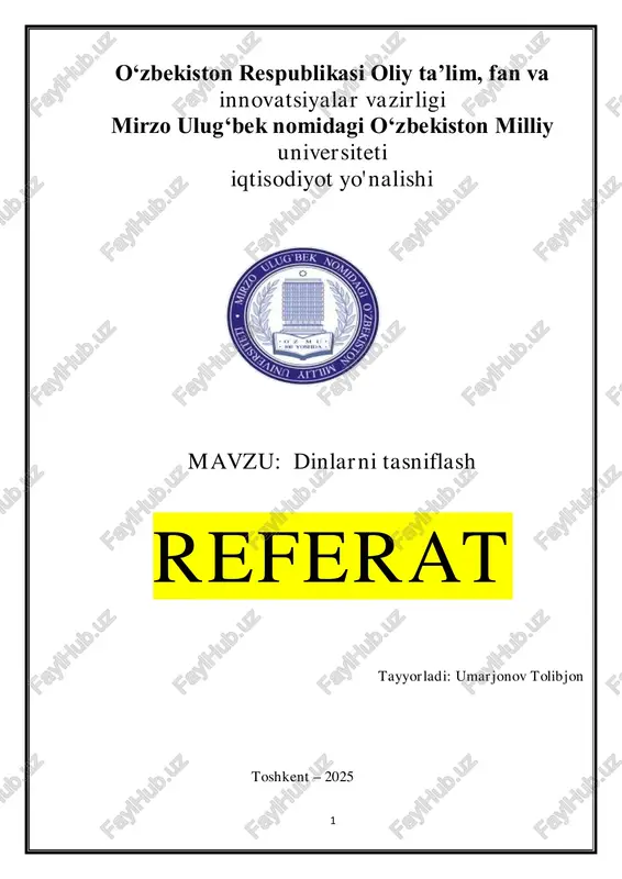dinlarni tasniflash — PDF