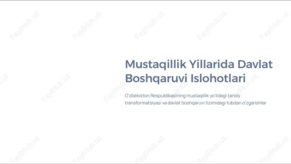 mustaqillik yillarida davlat boshqaruvi islohotlari — PDF