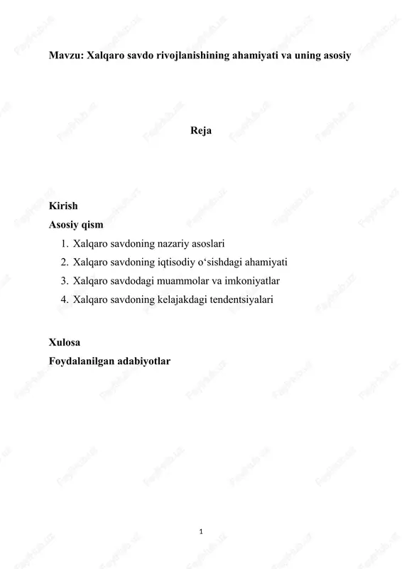 xalqaro savdo rivojlanishi — DOCX