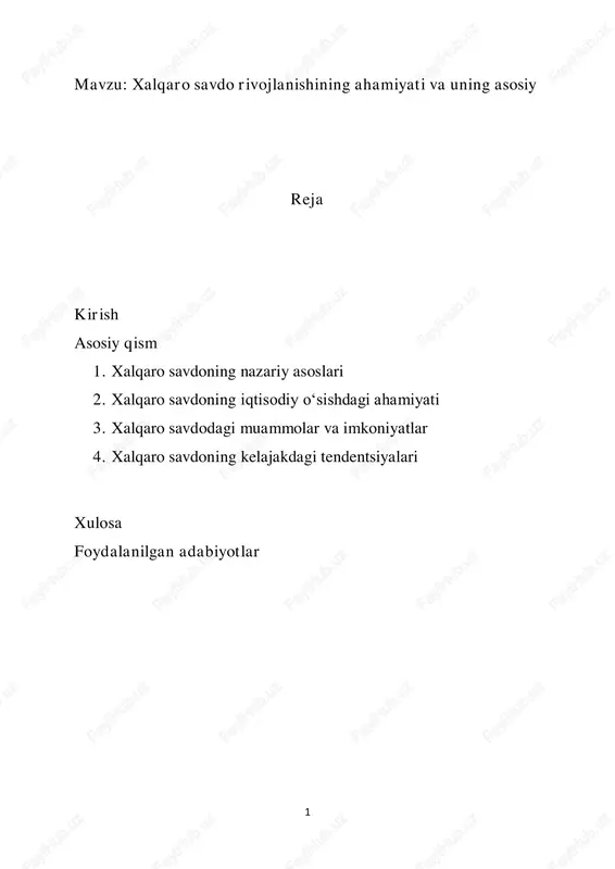 xalqaro savdo rivojlanishi — PDF