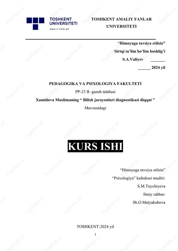 bilish jarayonlari diagnostikasi — DOCX