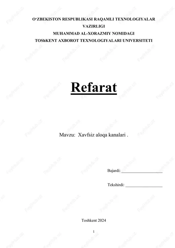 xavfsiz aloqa kanalari — DOCX