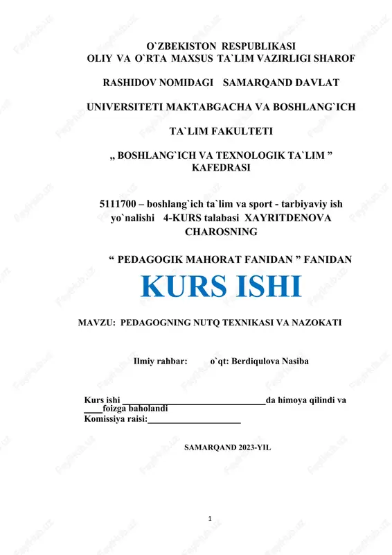 pedagogning nutq texnikasi va nazokati — DOCX