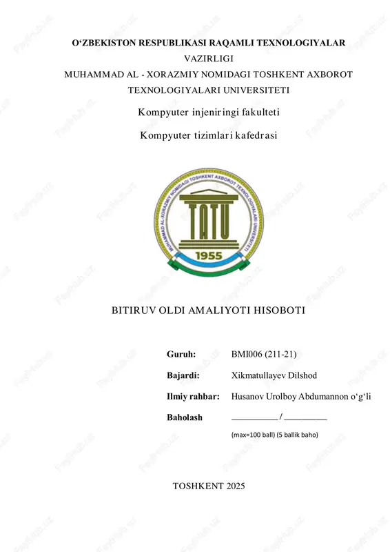 bitiruv oldi amaliyoti hisoboti — PDF