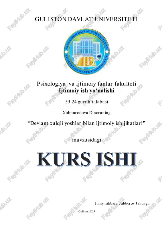 "deviant xulqli yoshlar bilan ijtimoiy ish jihatlari" — PDF