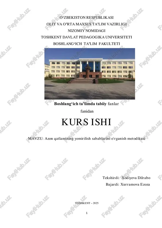azon qatlamining yemirilish sabablarini o‘rganish metodikasi — PDF