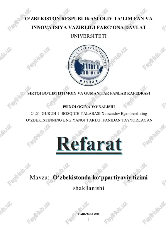 oʻzbekistonda koʻppartiyaviy tizimi shakllanishi — PDF