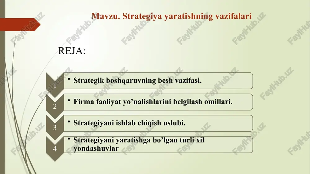 strategiya yaratishning vazifalari — PPTX