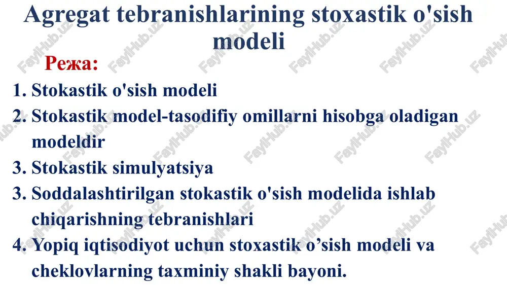 agregat tebranishlarining stoxastik o'sish modeli — PPTX