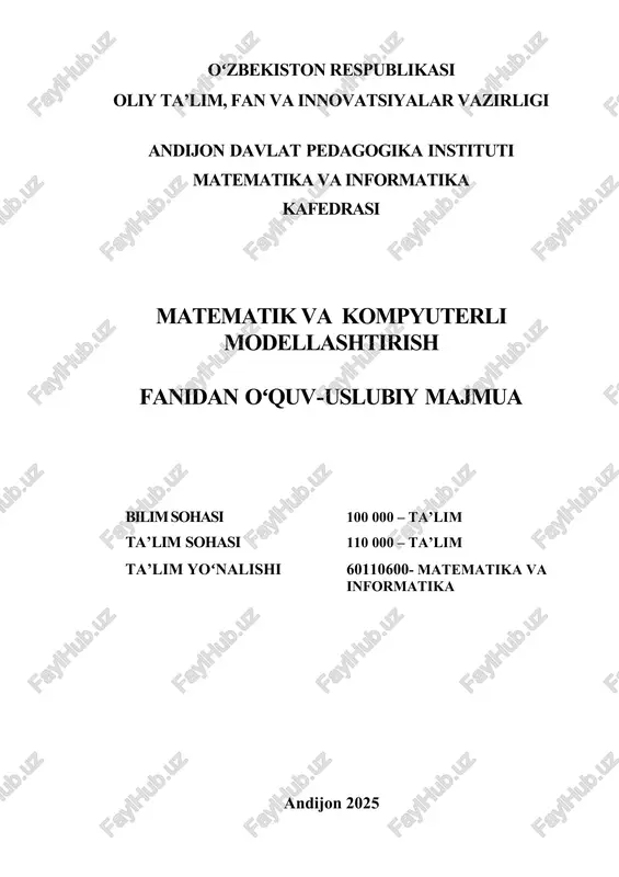 matematik va kompyuterli modellashtirish — DOCX