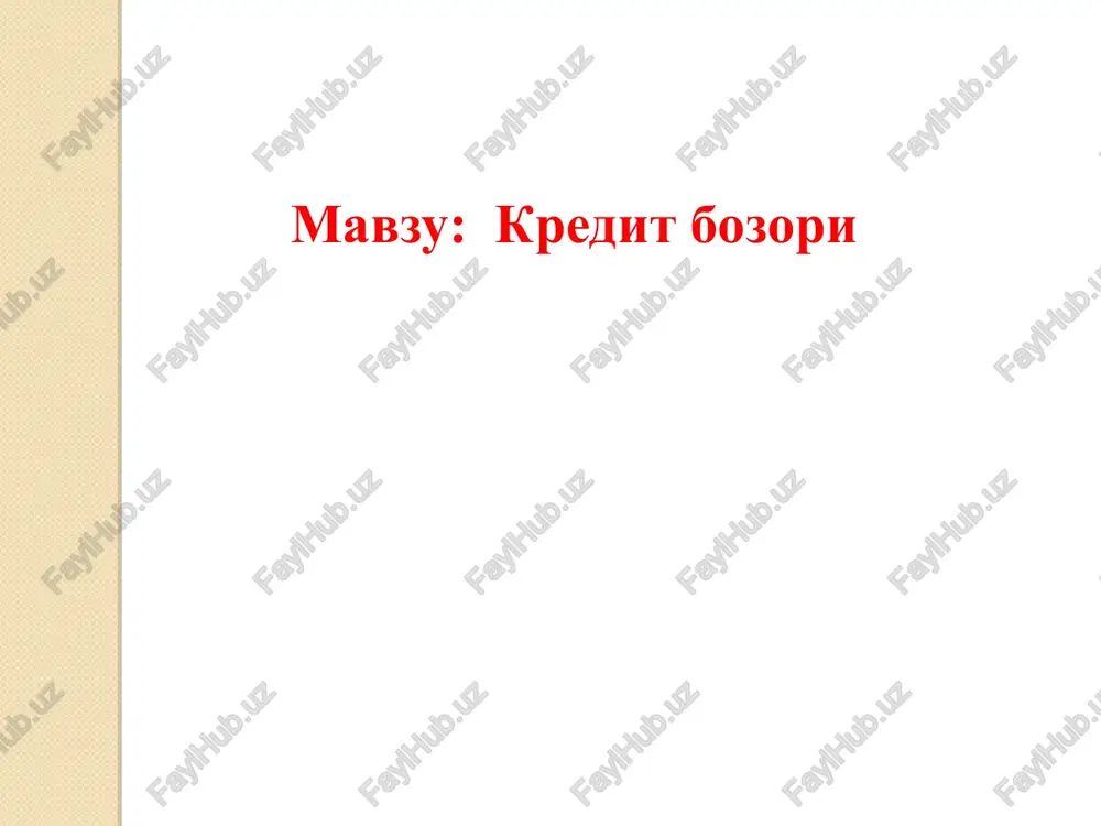kredit bozori — PPT