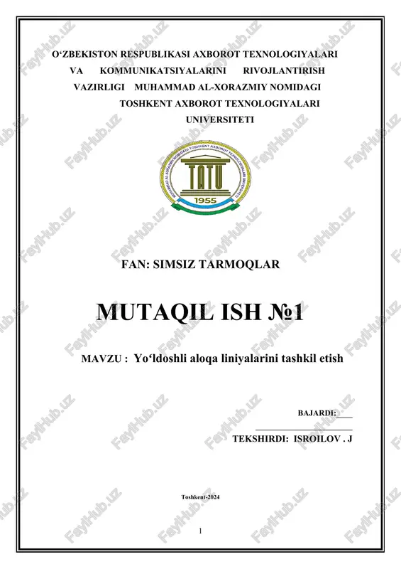 yoʻldoshli aloqa liniyalarini tashkil etish — DOCX