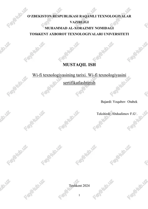 wi-fi texnologiyasining tarixi — DOCX
