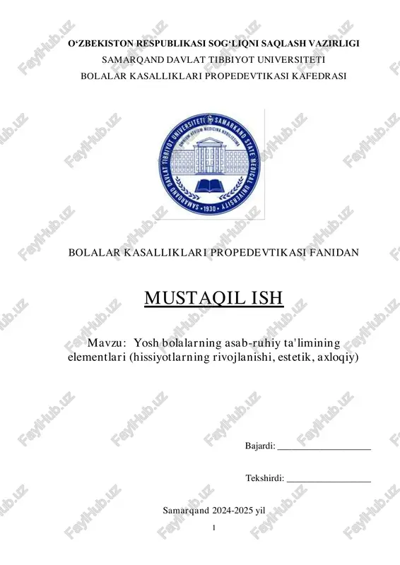 yosh bolalarning asab-ruhiy ta'limi — PDF