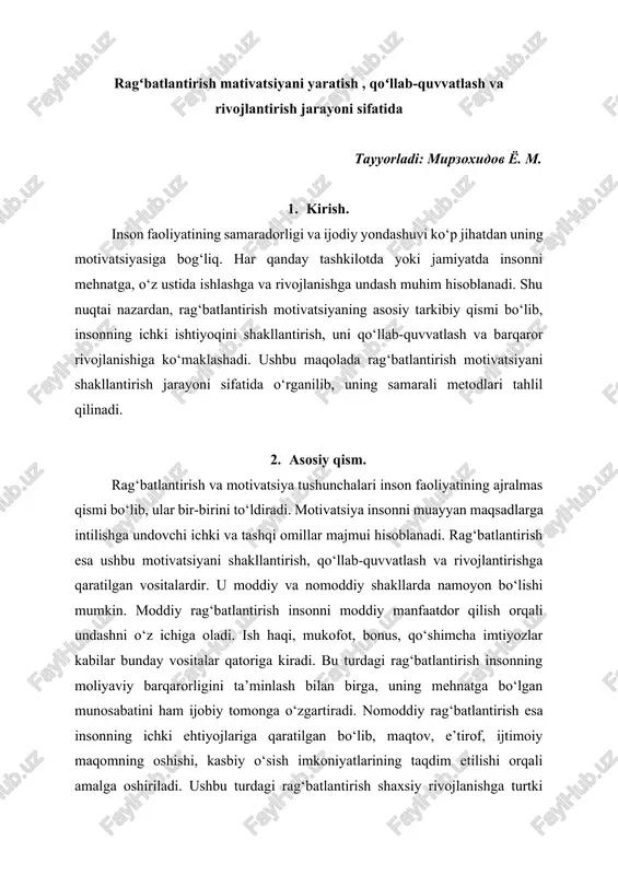 ragʻbatlantirish mativatsiyani yaratish — DOCX