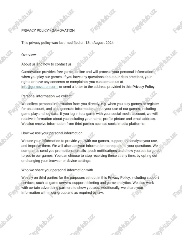 privacy policy - gamovation — PDF