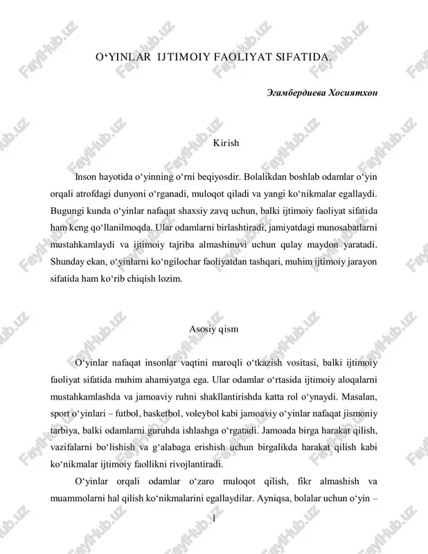 o‘yinlar ijtimoiy faoliyat sifatida — PDF