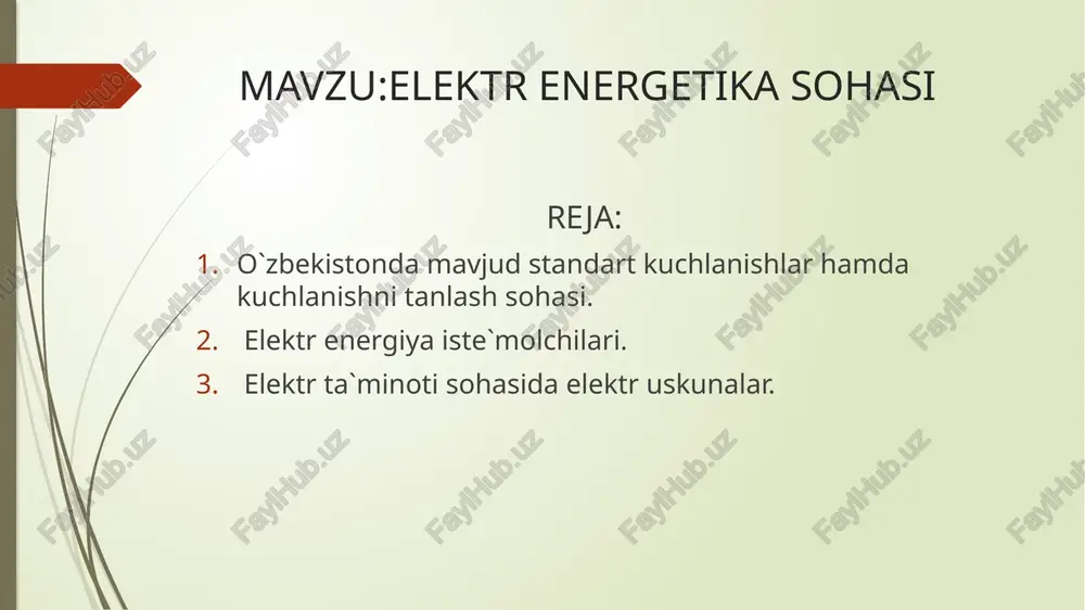 elektr energetika sohasi — PPTX